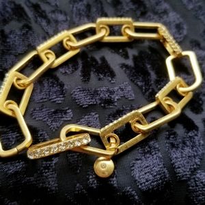 J Crew brass paperclip jewel chainlink bracelet